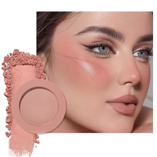 Single Warm Peach Orange Matte Powder Blush Palette Face Makeup - Buildable High-Impact Cream Blush, Youthful Cheeks Makeup, Lightweight Long-Lasting, Cruelty-Free for Women 03#