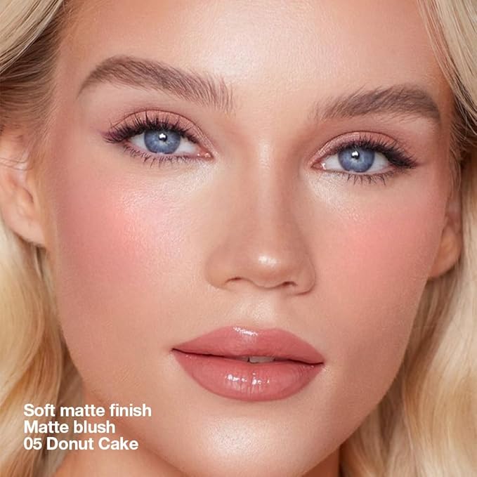 Single Pink Orange Matte Powder Blush Palette Face Makeup - Buildable High-Impact Cream Blush, Youthful Cheeks Makeup, Lightweight Long-Lasting, Cruelty-Free for Women 05#