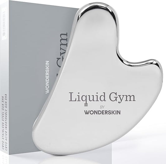 Wonderskin Liquid Gym Gua Sha Face Sculpting Tool, Facial Roller to Reduce Tension, Puffiness & Wrinkles, Skin Care Tool and Jawline Sculptor, Stainless Steel Facial Massager