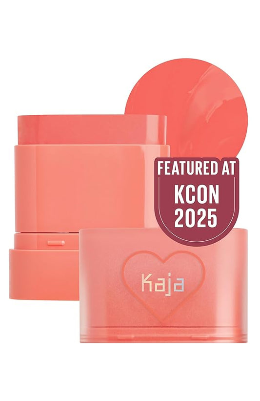 KAJA Cheek & Lip - Dewy Bar 03 Peach Cobbler | Creamy Blusher and Balm Multi-Stick, 45% Moisturizing Oil, Apple Extract, Vitamin-Hyaluronic Acid Infused, High Shine, Non-Sticky, Easy Blending, 10g