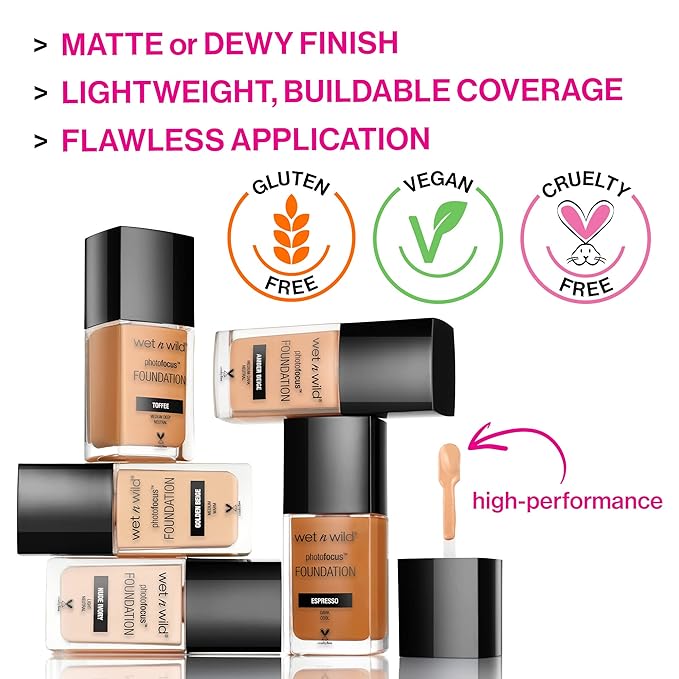 Wet n Wild Photo Focus Matte Liquid Liquid Foundation Shell Ivory (Pack of 4)
