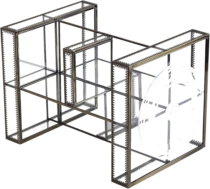 Vintage Glow Antique 360 Degree Rotating Makeup Organizer,4-Tier Spinning Perfume Tray,Countertop Cosmetic Storage ,Glass Beauty Display,Retro Large Capacity Vanity Organizer for Brushes Skincare