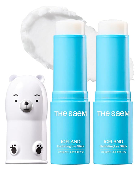THESAEM Iceland Hydrating Eye Stick - Cooling Balm - Dark Circles & Puffiness – Under Eye Treatment - Reduce Wrinkles and Moisturizing - Minimize Dark & Puffy Eyes - Aqua Scent, 0.38 oz 2 Pack
