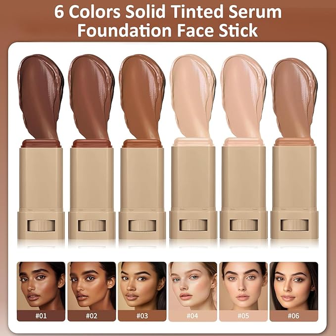 Beauty Balm Serum Boosted Skin Tint, Foundation Stick, Tinted Moisturizer for Face, Full Coverage Foundation, Concealer Stick for Foundation Makeup, Contour Sticks for Face Makeup, Dewy Finish (＃0203)