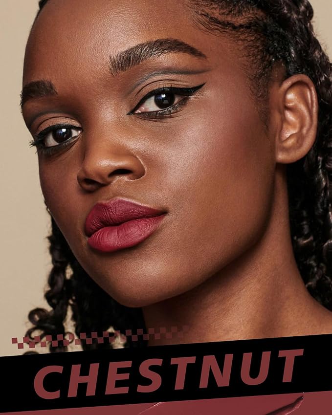 Dark Lipstick Long Lasting Matte Liquid Lipsticks for Women Non Transfer Smudgeproof Smooth and Easy to Appy Cruelty Free Lip Color, M49 Chestnut