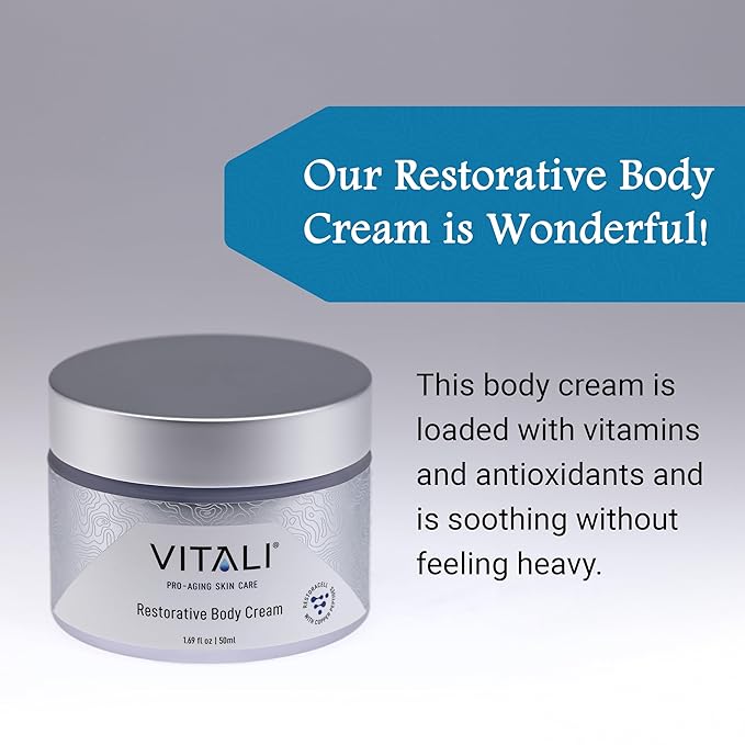 Vitali Restorative Body Cream with Copper Peptides: Advanced formula helps to diminish the appearance of fine lines and greatly improve overall texture. - 6 fl. oz.