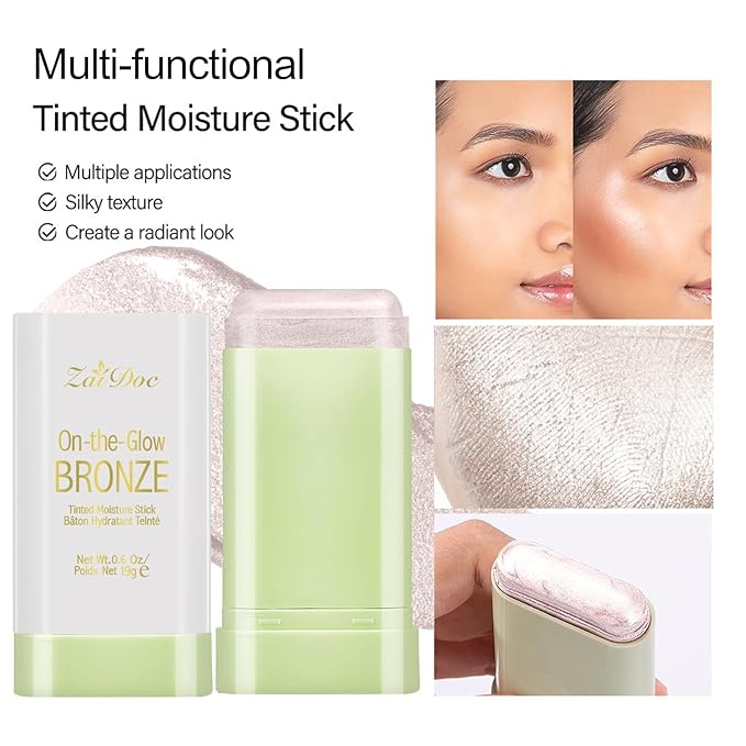 Makeup Stick, Cream Highlighter Stick for Hydrated, Dewy Skin, Use On Lips, Cheeks & Eyelids & Body, Lightweight Radiance Enhancer for All Skin Types, 19g (#09)