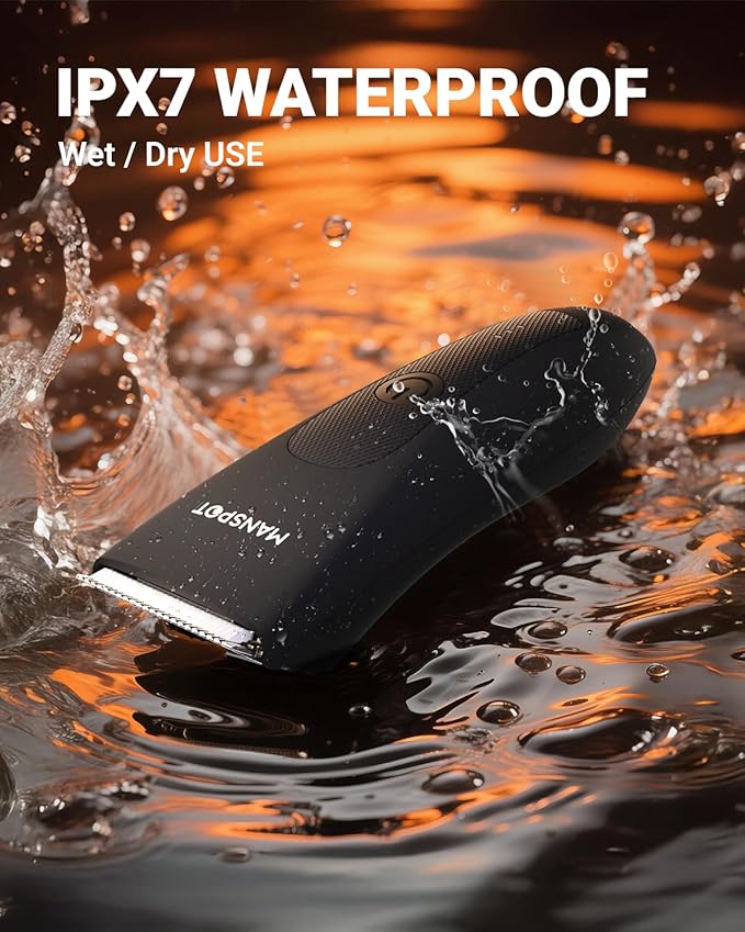 MANSPOT Manscape 2 in 1 Body Hair Trimmer Foil Shaver, Electric Groin Pubic Ball Trimmer, Waterproof Wet/Dry Bikini Trimmer for Women with 4 Guard, 20 Days Shaving