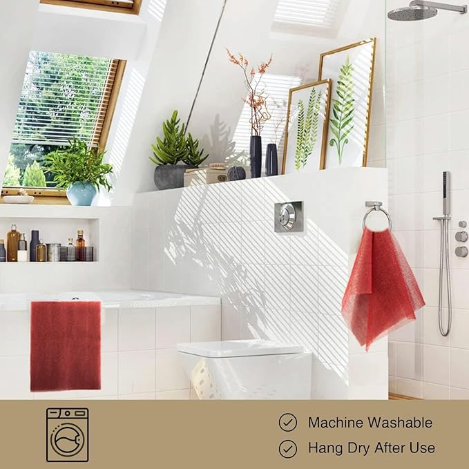 UJFQBH 2 Pieces African Bath Sponge African Net Long Net Bath Sponge Exfoliating Shower Body Scrubber Back Scrubber Skin Smoother,Great for Daily Use (Red)