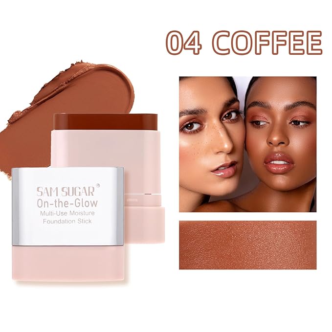SAM SUGAR Beauty Balm Serum Tinted Moisturizer Stick for Natural Dewy Finish Concealer Stick Buildable Coverage Hydrating Makeup Cream for Non-Greasy（04#）