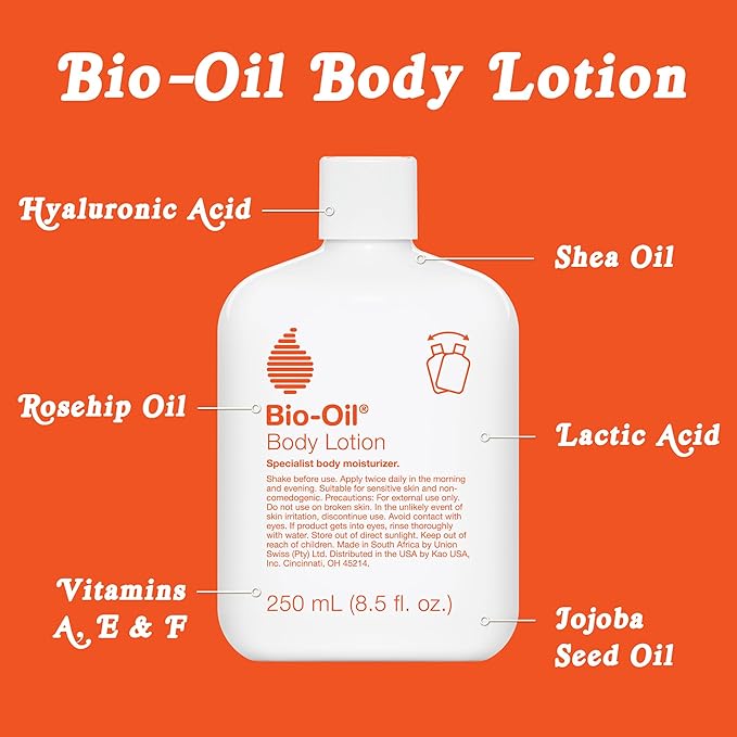 Bio-Oil Moisturizing Body Lotion for Sensitive and Dry Skin, Ultra-Lightweight, Fast Absorbing Moisturizer with Jojoba, Rosehip, Shea Oil and Hyaluronic Acid, Non-Comedogenic, 8.5 Oz