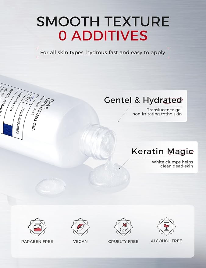 Exfoliating Face Wash: Gentle Face Exfoliator Peeling Gel with PHA & AHA, Niacinamide - Facial Scrub Cleanser Purifying Skin Blackhead Pore Refining Deep Cleansing Moisturizing |7.05OZ