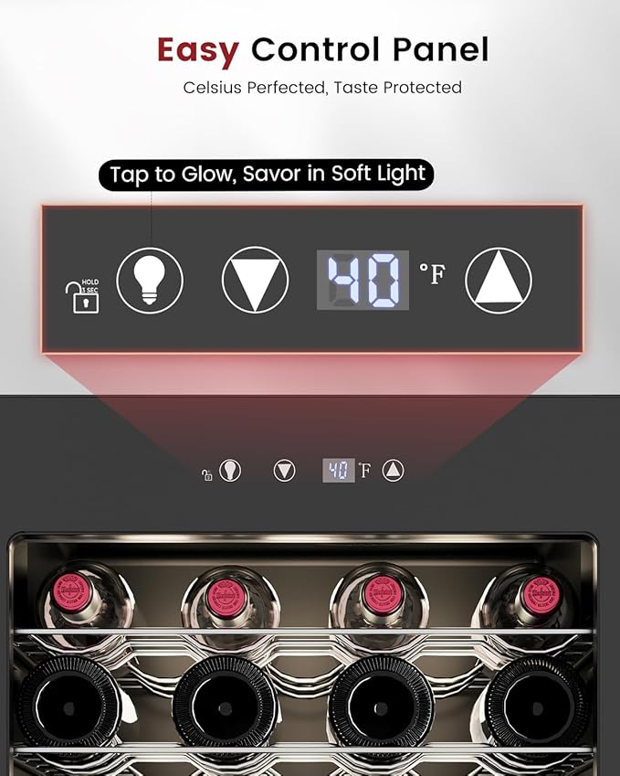 Wine Cooler Refrigerator - 45 Bottle Mini Wine Fridge with Glass Door for Beer Soda Water Drink, Small Wine Cellar Beverage Refrigerator for Bedroom Office Home Bar Dorm, 4.5 Cu.Ft (Black)