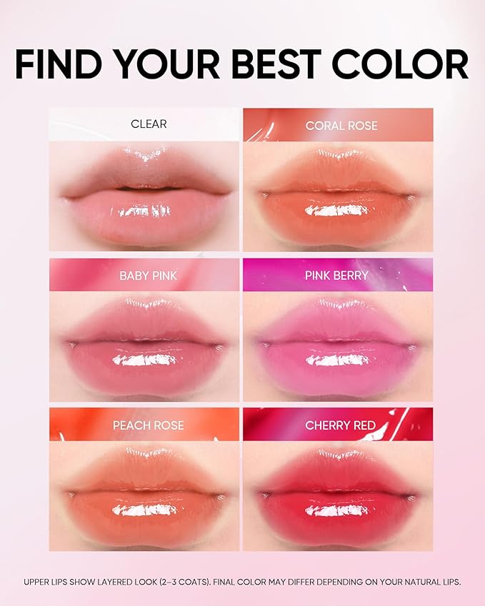 Hydrating Brightening Lip Serum, Smooth Tinted Lip Stain, Plumping Lip Gloss with Polypeptide Squalane, Moisturizing Balms, Brighten Dark Lips, Korean Beauty Makeup (01 Baby Pink)