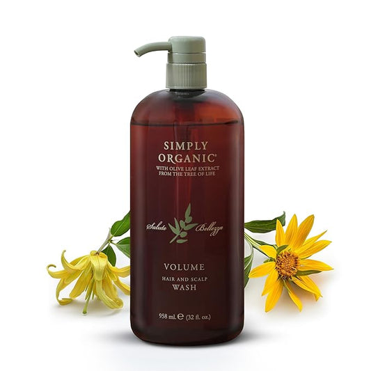 Thinning Hair Volumizing Shampoo Scalp Wash, Made in Italy, All Natural Cruelty Free Hair Care for Women & Men, Sweet Orange, Ylang Ylang, Olive Leaf Extract with Pump, 32fl oz/958 ml, VOLUME
