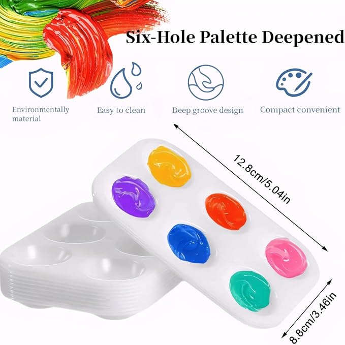 Paint Brushes Bulk(30 Pcs) and Palettes（10 Pcs） - 15 Pcs Flat & 15 Pcs Pointed Paint for Oil Acrylic, Watercolor Painting - Art Supplies for Kids, Adults (Canvas, Face, Nail Art, Classroom, Studio)