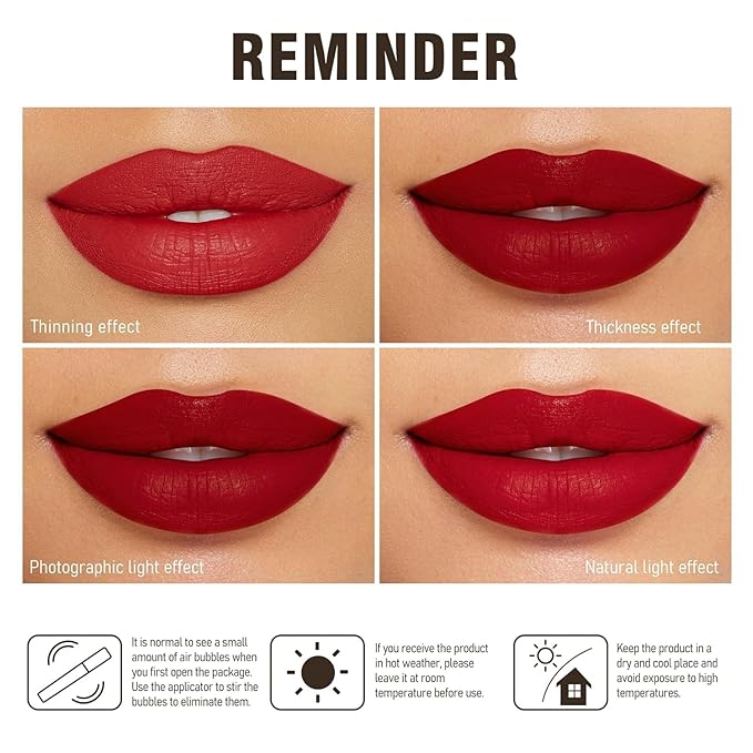 MAKI YIKA 2Pcs Matte Liquid Lipstick Set MVP Red Orange Lipstick Long Lasting Smudgeproof Transfer Proof Lip Makeup, MVPRed/OrangeRed