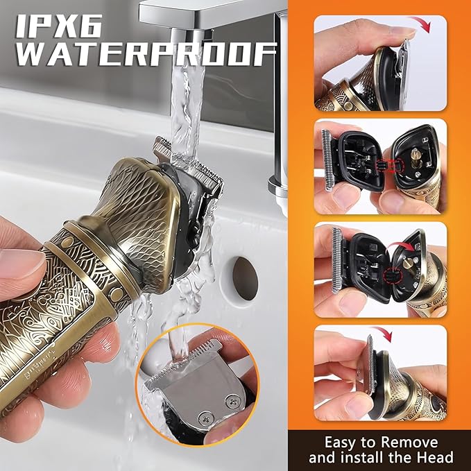 Mens Cordless Hair Clippers, Barber Professional Clippers for Hair Cutting, Metal Body Electric Beard Trimmer for Men,Smart Charge Technology for Convenient at Home Haircutting