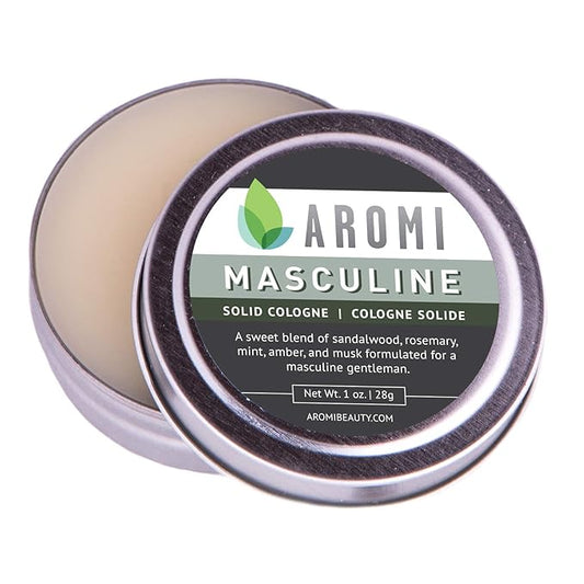Aromi Masculine Solid Cologne | Sweet, Musky Fragrance for Men, Sandalwood Musk Scent, Father's Day Gift, Travel, Concentrated, Portable (Masculine)