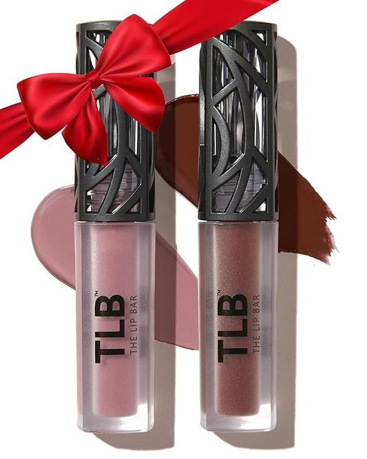 The Lip Bar - Nonstop Liquid Matte Lipstick Mini 2-Pack, Curlfriend (Mauve Pink) + Savage (Chocolate Red-Brown) - High Pigment - One Swipe - Long Lasting - Jojoba Oil & Vitamin E - Vegan - .24 fl oz