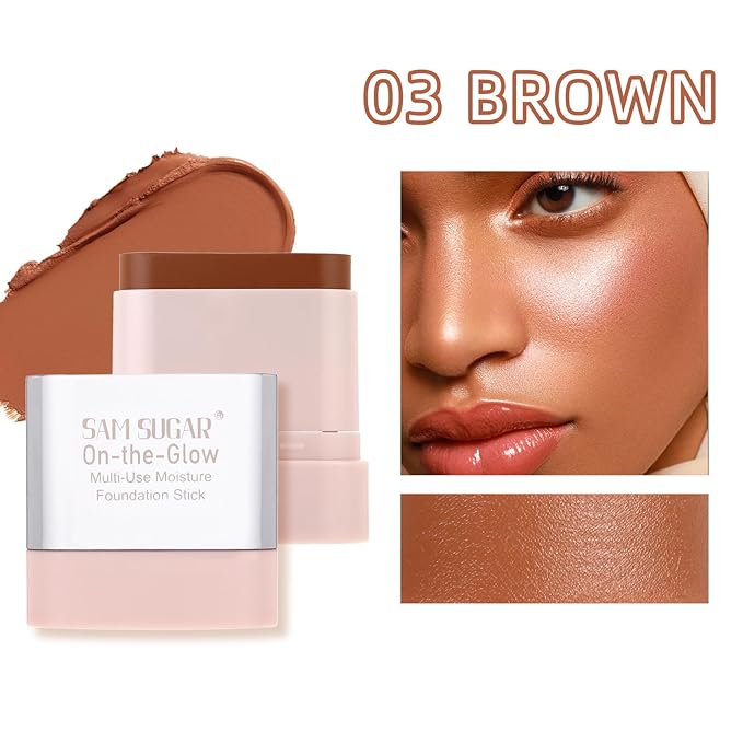 SAM SUGAR Beauty Balm Serum Tinted Moisturizer Stick for Natural Dewy Finish Concealer Stick Buildable Coverage Hydrating Makeup Cream for Non-Greasy（02#）