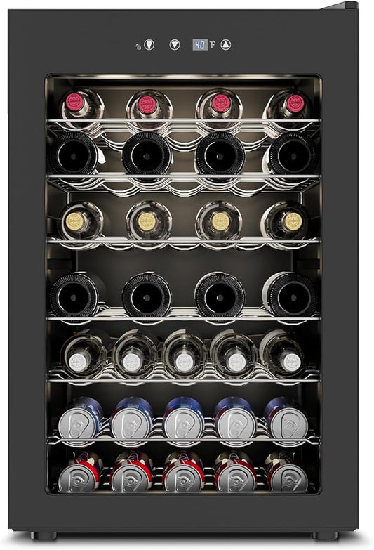 Wine Cooler Refrigerator - 45 Bottle Mini Wine Fridge with Glass Door for Beer Soda Water Drink, Small Wine Cellar Beverage Refrigerator for Bedroom Office Home Bar Dorm, 4.5 Cu.Ft (Black)