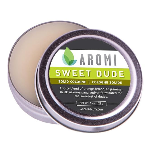 Aromi Sweet Dude Solid Cologne | Spicy, Citrus Men's Fragrance, Oakmoss and Orange Scent, Vegan, Cruelty-free, Gift, Travel, Wax-Based, Alcohol-Free (Sweet Dude)
