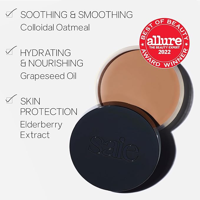 Saie Sun Melt Cream Bronzer - Buildable Balm Face Bronzer for Effortless Sculpting - Cream Contour Enriched with Vitamin C, Nourishing Skincare Ingredients & a Natural Finish - Dark Bronze (1 oz)