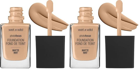 Wet n Wild Photo Focus Matte Liquid Foundation, Bronze Beige, Vegan & Cruelty-Free (Pack of 2)