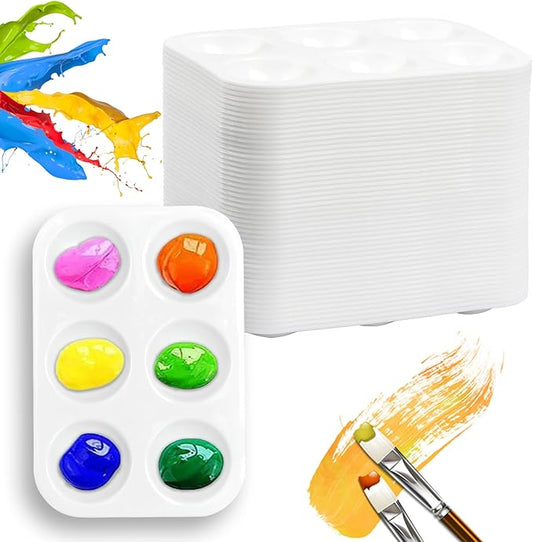 Paint Tray Palettes Plastic Paint Pallets for Kids or Students Watercolor Palette Painting Tray for Painting Party, DIY Craft and Art Painting (50)