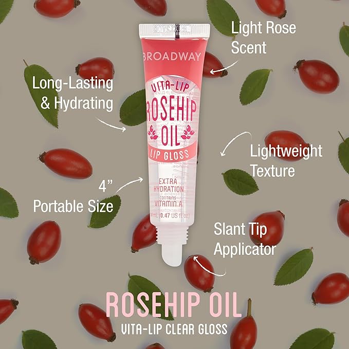 Ruby Kisses Value Lip Care Travel Kit With Rosehip Oil Clear Lip Gloss, High Shine Plumping Gloss, Pink Lip Oil Booster, Exfoliating Lip Scrub, Hydrating Intensive Lip Mask + Holographic Makeup Bag