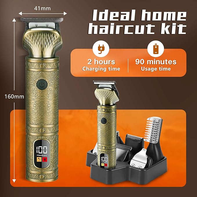 Mens Cordless Hair Clippers, Barber Professional Clippers for Hair Cutting, Metal Body Electric Beard Trimmer for Men,Smart Charge Technology for Convenient at Home Haircutting