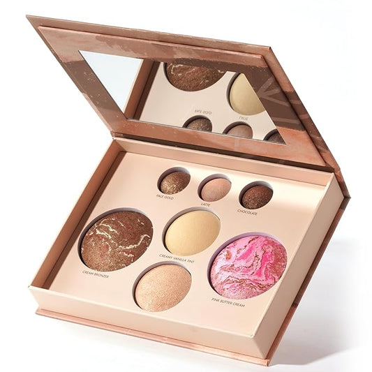 Best Baked Face Palette for Mature Skin – Includes Bronzer, Blush, Highlighter & Eyeshadows – Smooth Velvet Texture, Vegan & Cruelty-Free, Travel-Friendly Makeup Kit