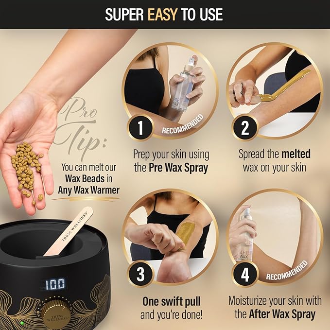Tress Wellness Wax Beads - Dermatologically Tested - At-Home Kit for Bikini, Brazilian & Full Body - Unscented 2.2 lbs