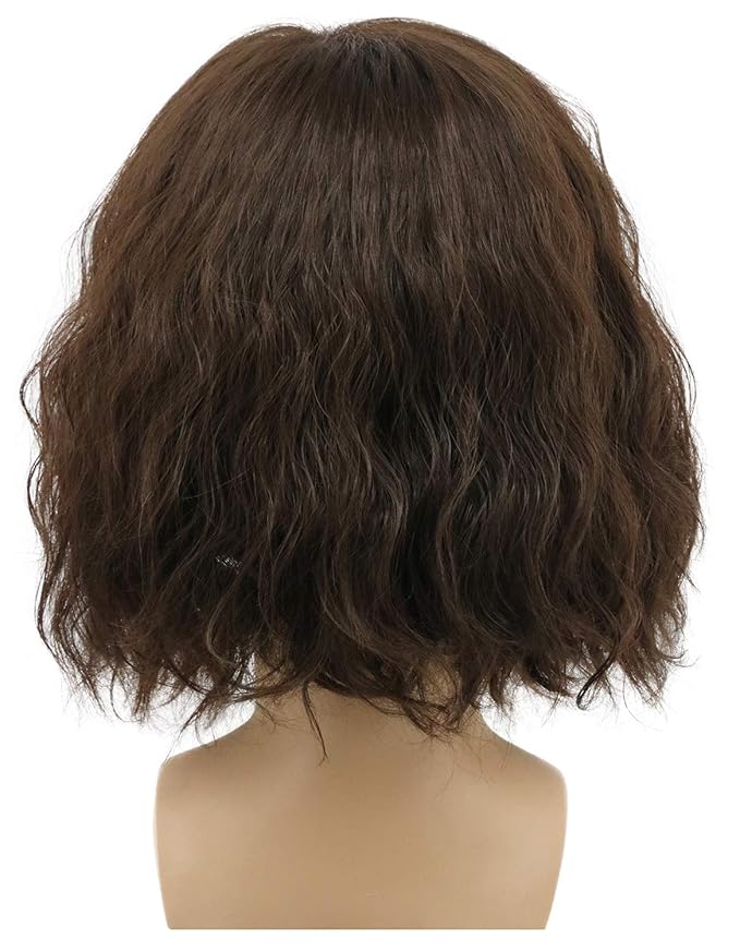 yuehong Brown Men Curly Wigs Fashion Wavy Funny Cosplay Wig Hair Heat Resistant Synthetic Fibers Fluffy Breathable Costume Hair