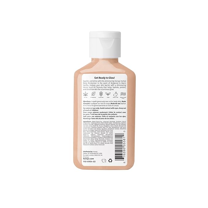 Hempz Frosted Glow Kit, Illuminating Mini Body Lotion and Shimmer Lip Gloss Duo, Limited Edition Glitter Gift Set, 2.25 oz and .44 oz