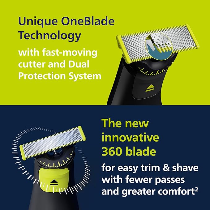 Norelco Philips OneBlade Pro 360 Face + Body, Electric Shaver, Beard Trimmer and Body Groomer, with 360 Blade Technology, 14-Length Precision Comb, Body Kit, Soft Pouch, Model QP6542/70