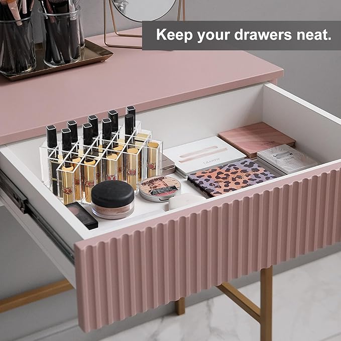 ELLDOO Rollerball Perfume Organizer, 23 Spaces Clear Acrylic Perfume Storage Holder Beauty Scent Holder, Stackable Makeup Lipgloss Lipstick Display Case Lip Gloss Storage Stand (5-Tier)