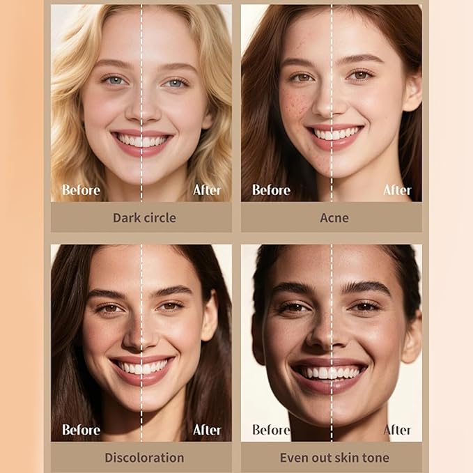 Foundation Stick, 2 in 1 Dual-Ended Eraser Contour Stick with Brush, Tinted Moisturizer, Skin Tint, Face Foundation, Radiant & Dewy Finish for Face Makeup, Sheer to Medium Coverage (＃6)