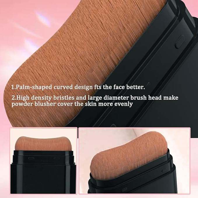 Facial Blush Stick with Brush, Creamy Lip & Cheek Color with Caesalpinia Sappan Extract, Pearl Deep Pink, 0.5 Oz