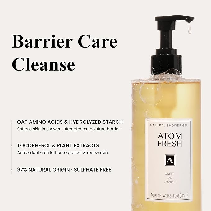 Atom Fresh Gentle Moisturizing Body Wash for Sensitive Skin, Plant-Based with Amino Acid Surfactants, Glycerin & Soapberry Extract - Sweet Jam Jasmine, 16.94 FL OZ