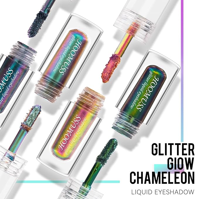 Glitter Liquid Eyeshadow, 3Colors Chameleon Liquid Metallic Eyeshadows Holographic Glitter Multichrome Eye Makeup Set, Long Lasting Wearing, Highly Pigment, Quick-Drying (#1+3+6)