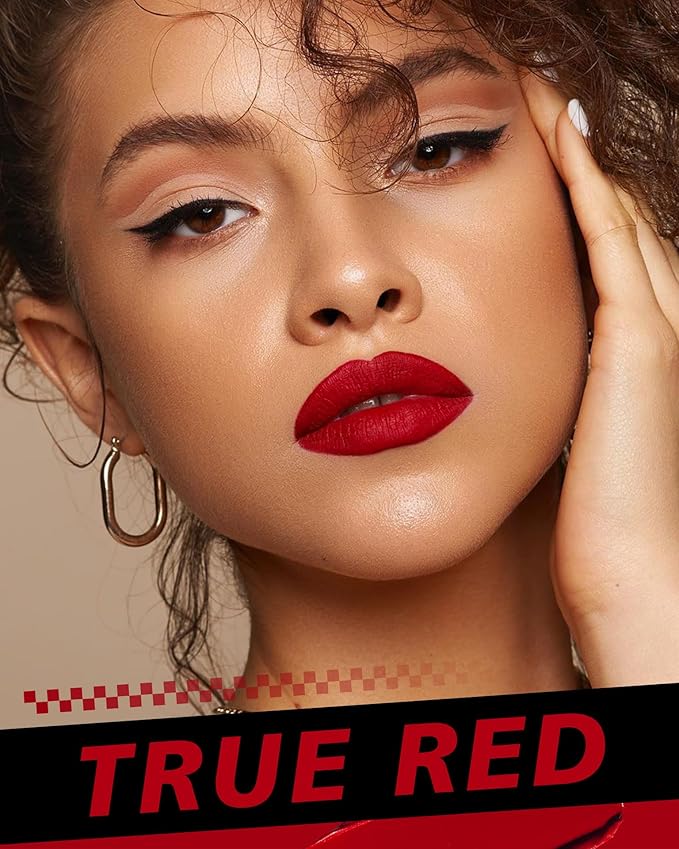 Red Lipstick Set Long Lasting 3Pc Matte Liquid Lipsticks for Women Non Transfer Smudgeproof Red Orange Berry Lipstick Kit Cruelty Free Lip Color, 13/51/66