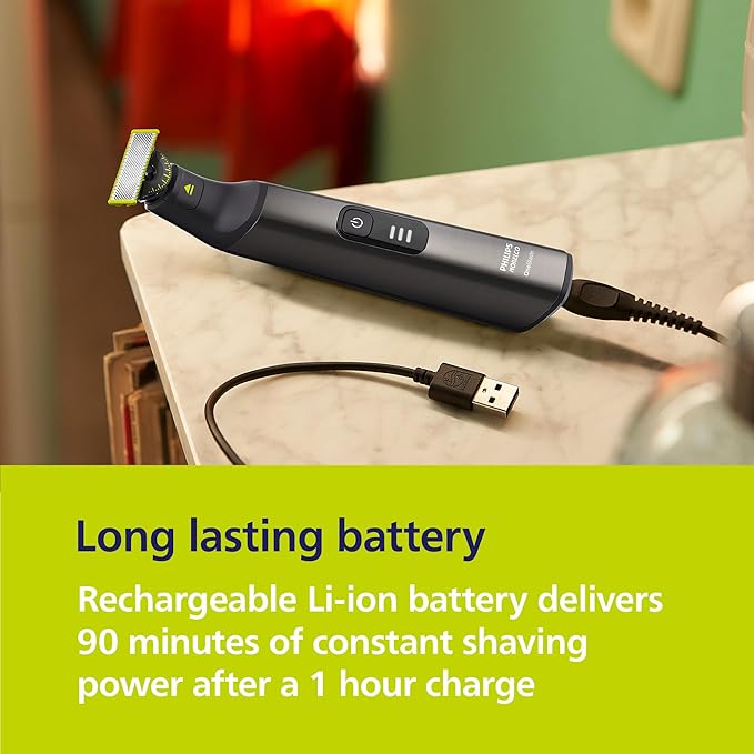 Norelco Philips OneBlade Pro 360 Face + Body, Electric Shaver, Beard Trimmer and Body Groomer, with 360 Blade Technology, 14-Length Precision Comb, Body Kit, Soft Pouch, Model QP6542/70