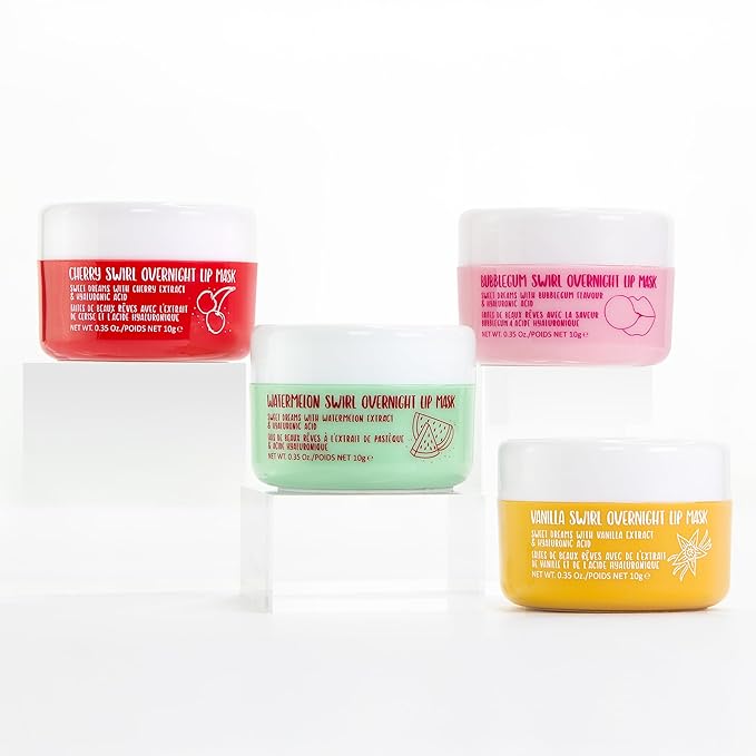 W7 Sweet Dreams Overnight Lip Mask Gift Set - Cherry, Watermelon, Bubblegum & Vanilla - Lip Treatments - Stocking Stuffer
