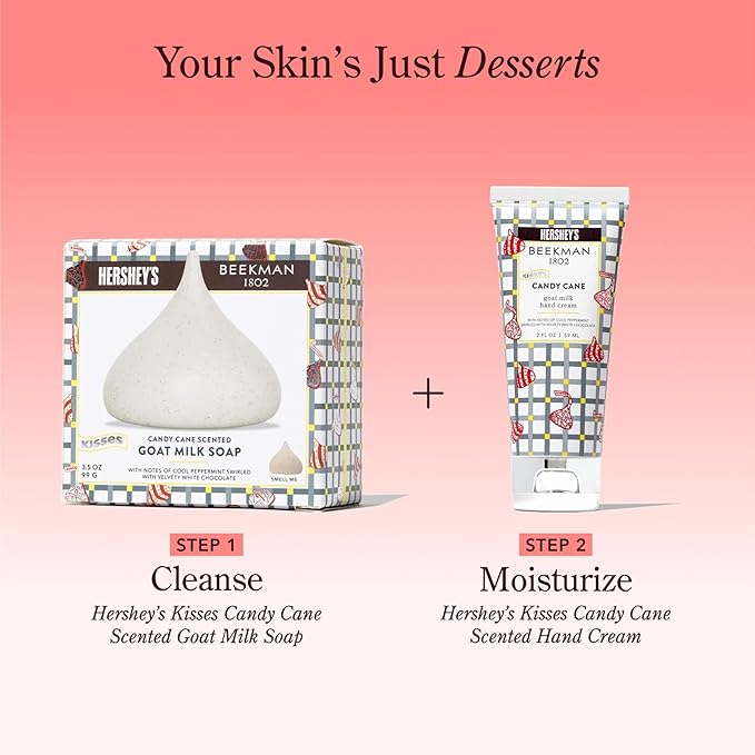 Beekman 1802 x HERSHEY'S Limited Edition KISSES Candy Cane Whipped Body Cream - Made With Goat Milk (8 oz)