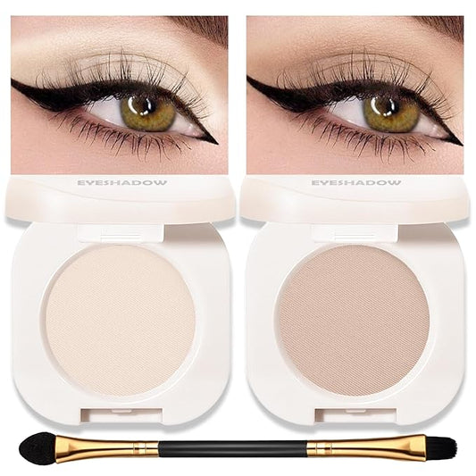 Matte Eyeshadow Palette 2 PCS, White Nude Brown Eye Shadow Palettes Nude Neutral Eyeshadow for Women, Smooth Powder Lightweight Blendable sombras para ojos Compact Daily Eyes Makeup, Set C