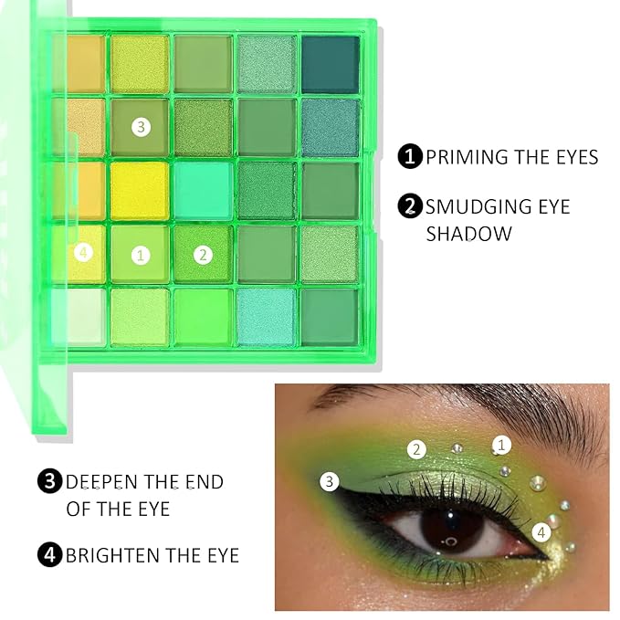 Boobeen 25 Colors Eyeshadow Palette, Highly Pigmented Matte Shimmer Glitter Eyeshadows, Long Lasting & Blendable Colorful Makeup Palette for Day Night Party Halloween