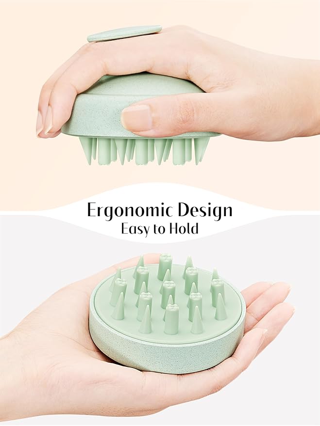 HEETA Hair Scalp Massager for Hair Growth, Shampoo Brush, Scalp Scrubber Exfoliator with Soft Silicone Bristles for Dandruff Removal to Relieve Stress, Wet Dry Use Updated Material, Green