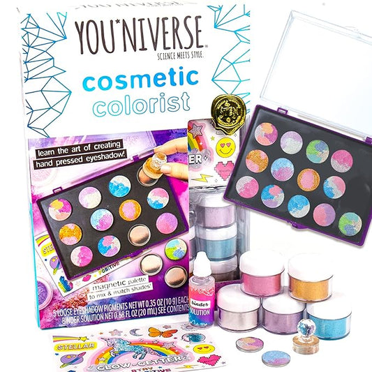 You*Niverse Cosmetic Colorist by Horizon Group USA: Create 15 Hand Pressed Eyeshadows, STEAM Kit, Includes Magnetic Palette, Colorful Pigments, Tamper Tool & More, Multi
